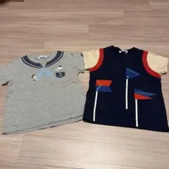 familiar 100セーラー襟Tシャツと旗柄Tシャツセット