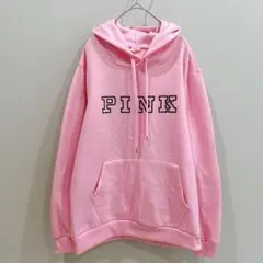 ピンク 【M】パーカー ビッグロゴ フーディー プルオーバー 古着女子
