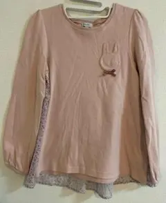 【美品】anyFAM エニイファム　長袖カットソー150 ベージュピンク　ウサギ