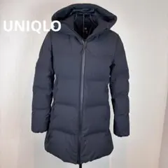 ★UNIQLO★S★黒フード付ダウンジャケット★ダウン90%★未使用に近い美品★