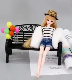 ミニチュアベンチ ドールハウス 家具 アンティーク ブラック フィギュア