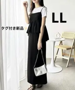 【タグ付き新品✨】GeeRA ぺプラムキャミワンピース　黒　LL