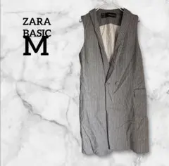 ZARA BASIC 【M】ストライプ ベスト グレー 厚手 ザラベーシック