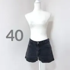 H&M ブラックデニム ショートパンツ 40 ロールアップのサムネイル