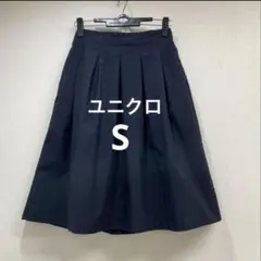 ユニクロ　UNIQLO ハイウエストドライストレッチタックスカートS ネイビー