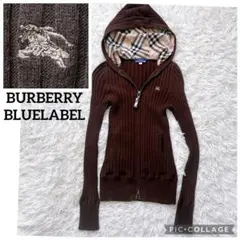 BURBERRY BLUELABEL ノバチェック　パーカー　リブニット　38