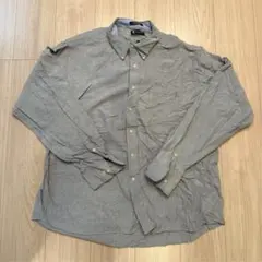 CHAPS 2XL相当 オックスフォードBDシャツ 長袖 グレー