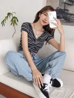 シャーリングトップス ショート クロップド SHEIN シーイン