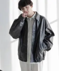 RAGEBLUE ヴィンテージライク/シンセティックレザーブルゾン