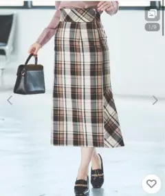 先染めチェックタイトスカート チェック柄ロングタイトスカート