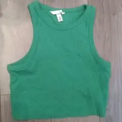 H&M リブタンクトップ グリーン Sサイズのサムネイル