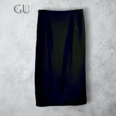 【GU ジーユー】　カットソーナローミディスカート　ブラック　XL タイトのサムネイル