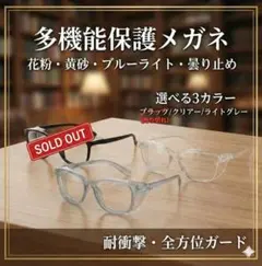 クリア 多機能 花粉対策メガネ ブルーライトカット 黄砂 おしゃれ男女兼用