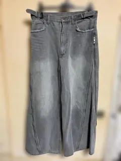 GRANCY ジップデザイン バギーデニム パンツ グレー L
