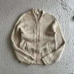 着画あり 60s 70s ヴィンテージ モヘア カーディガン クリーム色