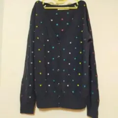 ＡＲＲＯＷ 星柄刺繍 Vネックカーディガン ネイビー　Mサイズ