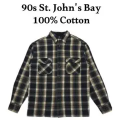 美品 90s ST.JOHNS BAY ブラックチェックネルシャツ 黒のサムネイル
