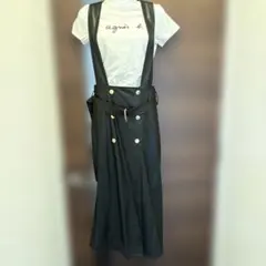 ZARA ブラックサロペット ゴールドボタン付き