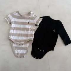 babyGap ロンパース 半袖 長袖 ボーダー ブラックのサムネイル