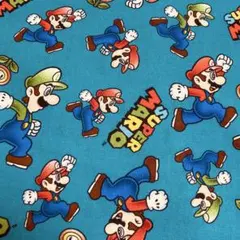 巾94x50cm綿マリオ　ルイージ　スーパーマリオ　任天堂　輸入　生地　綿　布
