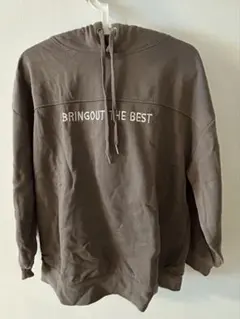 【INGNI】裏起毛 ロゴ刺繍パーカー モカ茶 M オーバーサイズ 韓国