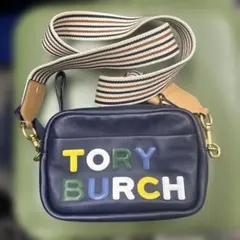 B6178 TORY BURCH ネイビー レザー ショルダーバッグ