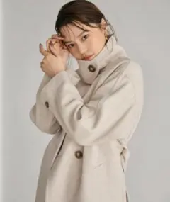 スタンドカラーメルトンロングコート