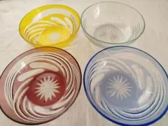カラフルガラスボウル4点セット
