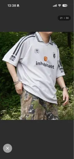 カ*ィ様 INHABITANT 半袖サッカーTシャツ L グレーのサムネイル