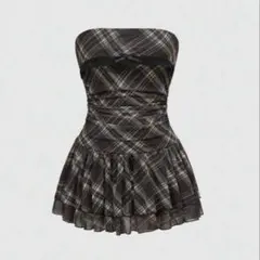 SHEIN ヴィンテージスウィートチェック柄ミニドレス S