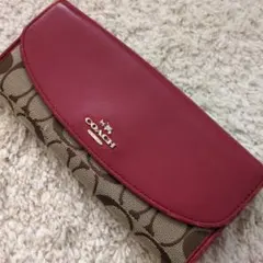 【COACH】 長財布 レッド/ブラウン