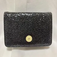【極美品】マーキュリーデュオ　メタリッククラック調型押し　三つ折りミニ財布　黒