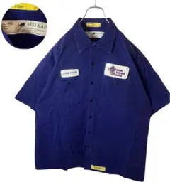 希少古着RED KAP半袖ネイビーワークシャツ ビッグサイズ