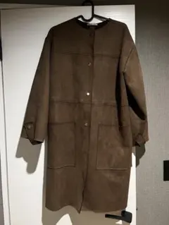 ZARA スエード調 ロングコート ブラウン