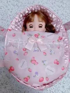 195 敷布団付　苺　メルちゃん　ソランちゃん　クーファン　布団セット　小花柄