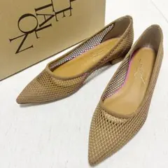 【美品】LE TALON ルタロン　ポインテッド　ネット　フラットパンプス