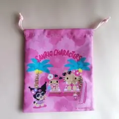 新品未使用　サンリオ　日焼けサンリオキャラクター　巾着袋 ピンク
