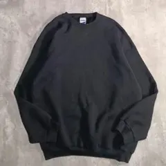 90s BIKE フェード ソリッド ブラック 無地 裏起毛 スウェット 2XL