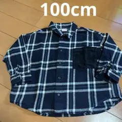 petit main チェック柄長袖シャツ 100