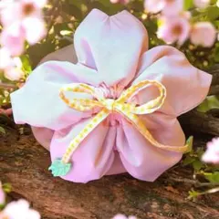 桜の巾着袋　お花見弁当袋　春の巾着バッグ