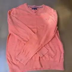 TOMMY HILFIGER オレンジ Vネック ニット XL