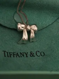 美品 ティファニー リボン ネックレス シルバー 925 純正 チェーン