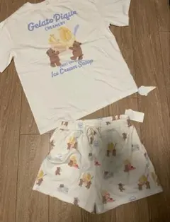 ジェラートピケ 接触冷感アイスクリームベアワンポイントTシャツ&ショートパンツのサムネイル