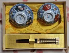 伝統美術工芸 九谷焼 飯椀 ごはん茶碗&輪島塗箸 2点セットのサムネイル