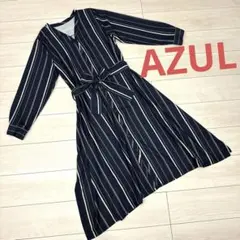 アズールAZUL ネイビーとホワイトのストライプ シャツワンピース