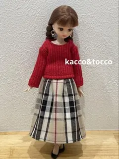 No.3864 ハンドメイド22cmドール服 2点セット（ピアス付き）