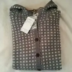 タグ付き新品  チェック柄フード付きニットガーデ