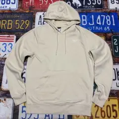 Reebok リーボック パーカー M ライトベージュ ワンポイントロゴ 古着
