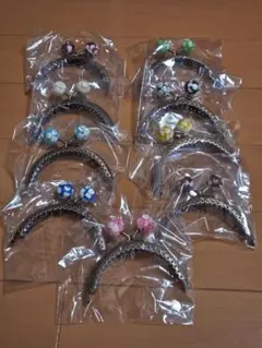 花モチーフビーズ付き口金 10個セット