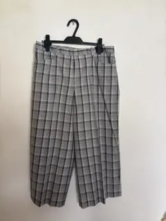 グレー系チェック ワイドパンツ